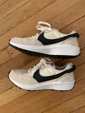 Nike Cream and Black Retro Runner Sneakers.”waffles” WORN TWICE!